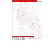 Port St. Lucie Wall Map Zip Code Red Line Style 2022